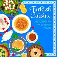 Türkisch Küche Speisekarte Abdeckung, Essen Geschirr und Mahlzeiten vektor