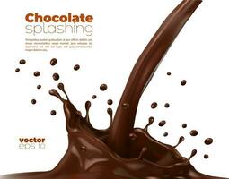 isolerat choklad eller kakao strömma och krona stänk vektor