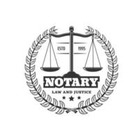 notarius publicus service ikon notariell kontor vektor emblem