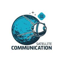 Telekommunikation Satellit und Erde Planet Symbol vektor