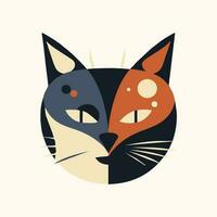 katt huvud platt design logotyp illustration vektor