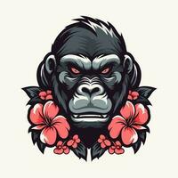 en våldsam gorilla kommer till liv i detta hand dragen logotyp design illustration, perfekt för en stark och djärv varumärke identitet vektor