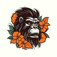 en våldsam gorilla kommer till liv i detta hand dragen logotyp design illustration, perfekt för en stark och djärv varumärke identitet vektor