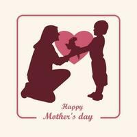 Aquarell Mutter Silhouette mit ihr Baby. Karte von glücklich Mütter Tag. Vektor Illustration mit schön Frau und Kind.