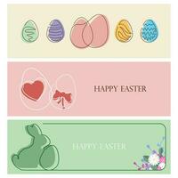 glücklich Ostern. modern einfach Stil. ein einstellen von Vektor Ostern Illustrationen. Ostern Eier, Hase. perfekt zum ein Poster, Abdeckung, oder Postkarte.
