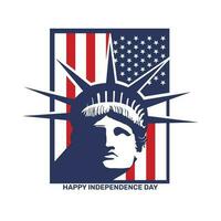 Statue von Freiheit Silhouette mit amerikanisch Flagge Symbol Porträt Stil Vektor, USA Unabhängigkeit Tag Juli vektor