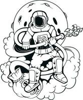 Linie Kunst Astronaut Vektor Illustration