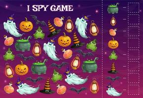 jag spionera barn spel med halloween tecken, pussel vektor