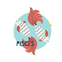 pisces zodiaken tecken. de tolfte symbol av de horoskop. astro tecken av de där född i Mars. vektor illustration för design.