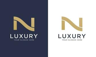 königlich Prämie Brief n Logo Design Vektor Vorlage im Gold Farbe. schön Logo Design zum Luxus Unternehmen Branding.