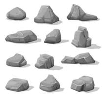 tecknad serie sten stenar och stenblock, grå spillror vektor