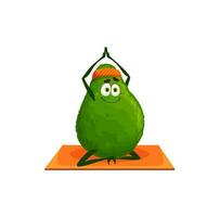 Avocado Charakter Sport Emoticon strecken auf Yoga vektor