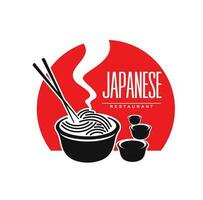 japansk kök restaurang spaghetti och sås ikon vektor