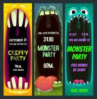 Halloween Party Einladung mit öffnen Monster- Mund vektor