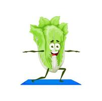 cos Grüner Salat Peking Kohl Karikatur Charakter Yoga vektor