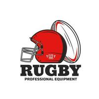 Rugby Sport Symbol mit Ball und Gedränge Deckel oder Helm vektor