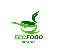 gesund organisch vegan Essen Symbol, Grün Schüssel, Blatt vektor