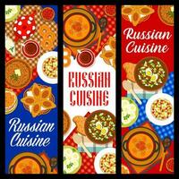 ryska kök banderoller, restaurang mat maträtter vektor