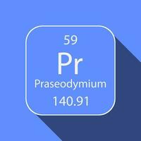 Praseodym Symbol mit lange Schatten Design. chemisch Element von das periodisch Tisch. Vektor Illustration.