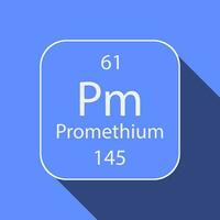 Promethium Symbol mit lange Schatten Design. chemisch Element von das periodisch Tisch. Vektor Illustration.
