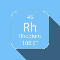 rodium symbol med lång skugga design. kemisk element av de periodisk tabell. vektor illustration.