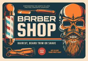 Friseurladen, Haarschnitt, Bart rasieren oder trimmen Banner vektor