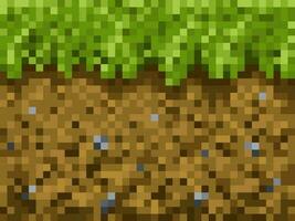 pixel gräs och jord block, spel bakgrund vektor