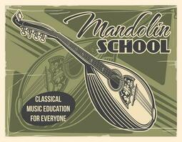 Mandoline Musical Instrument retro Poster vektor