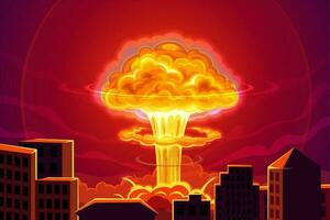 atomar Bombe nuklear Explosion im Stadt Hintergrund vektor