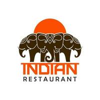 indisch Restaurant Symbol, Elefanten mit Orange Sonne vektor
