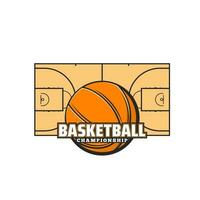 Basketball Meisterschaft Symbol, Sport Ball und Gericht vektor