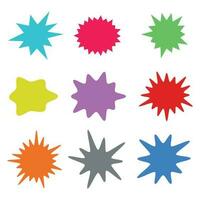 uppsättning av färgrik spricker Tal bubblor i platt design, söt klistermärke för chatt symbol, komisk, märka, märka eller dialog ord vektor