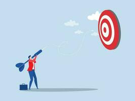 leisten Ziel Konzept ,Geschäftsmann halten Pfeil zu Ziel bullseye zu Sieg im Geschäft Strategie Tor Leistung gewinnen zu Erfolg Vektor