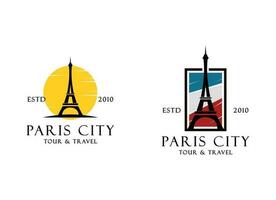 Paris Tourist Attraktion Logo Design. Paris Eiffel Turm Reise Wahrzeichen Vektor Design. Paris berühmt setzt Logo