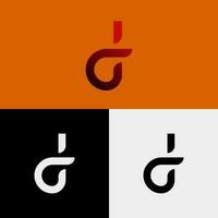 d brev logotyp, monogram stil i lutning röd - svart färger vektor