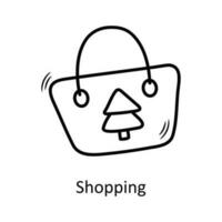 Einkaufen Vektor Gliederung Symbol Design Illustration. Weihnachten Symbol auf Weiß Hintergrund eps 10 Datei