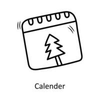 kalender vektor översikt ikon design illustration. jul symbol på vit bakgrund eps 10 fil