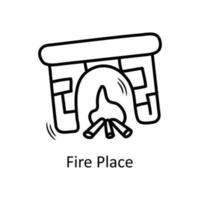 Feuer Platz Vektor Gliederung Symbol Design Illustration. Weihnachten Symbol auf Weiß Hintergrund eps 10 Datei