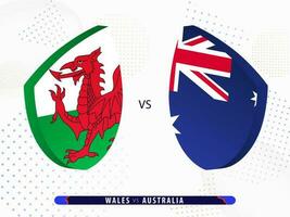 wales mot Australien rugby match, internationell rugby konkurrens 2023. vektor