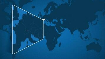 plats av liechtenstein på de värld Karta med förstoras Karta av liechtenstein med flagga. vektor