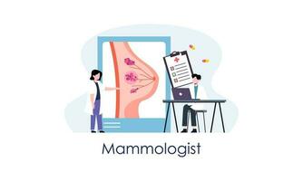 Mammologe Konzept Beratung mit Arzt Über Brust Krankheit Idee von Gesundheitswesen und medizinisch vektor
