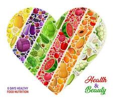 Färg diet näring, regnbåge hjärta form, hälsa vektor