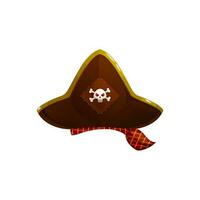 braun obstruieren Pirat Deckel, Tricorn gespannt Hut vektor
