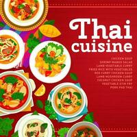 thailändisch Küche Restaurant Essen Speisekarte Vektor Startseite