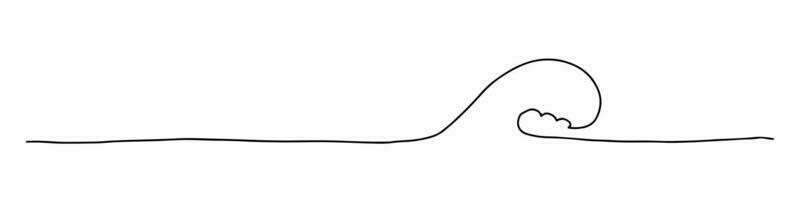 ritad för hand linje av en hav Vinka. abstrakt Vinka dragen med en kontinuerlig svart linje. vektor illustration på vit bakgrund.