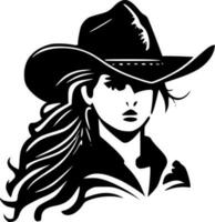 Cowgirl - - schwarz und Weiß isoliert Symbol - - Vektor Illustration