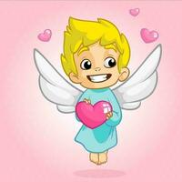 Valentinstag Tag Amor Engel Karikatur Stil Vektor Illustration. Amur Amor Kind spielen isoliert auf Weiß Hintergrund