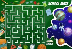 Kinder Labyrinth Matze Spiel, Raum Planeten, Astronaut vektor