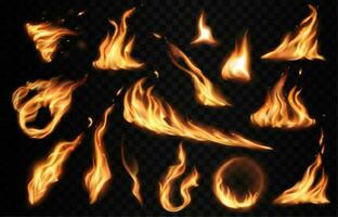 brinnande brand lågor med blinkar, realistisk vektor
