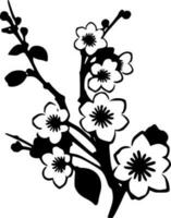 körsbär blomma, svart och vit vektor illustration